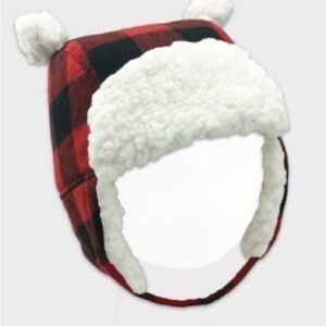 Baby Boys' Red Checkered Hat and Glove Set Size Newborn / 6 months.